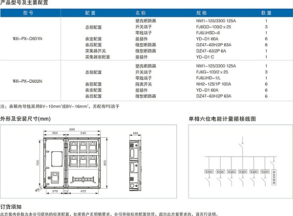 单相六表位电表箱2排