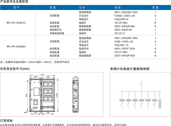 单相六表位电表箱3排